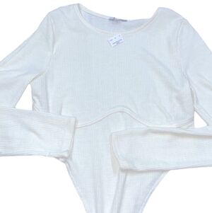 BLASHE ivory color ribbed bodysuit size large new with tags